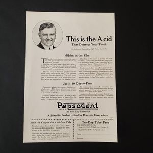 Pepsodent Original Print Magazine Advertisement From 1919